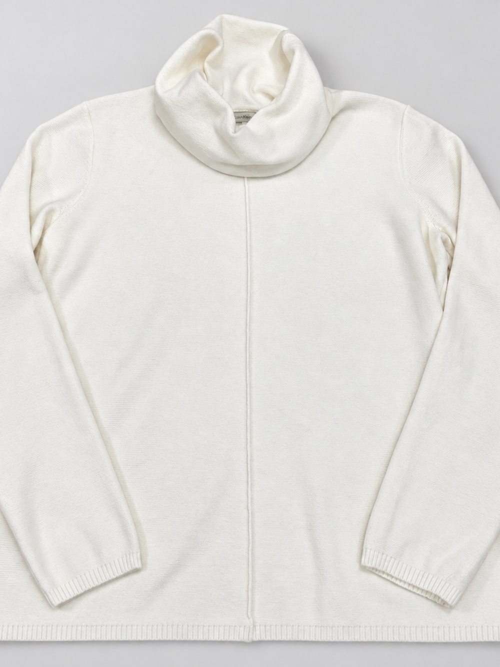 Calvin Klein Ivory Cowl Neck Center-Seam Knit Sweater Women’s Size Small